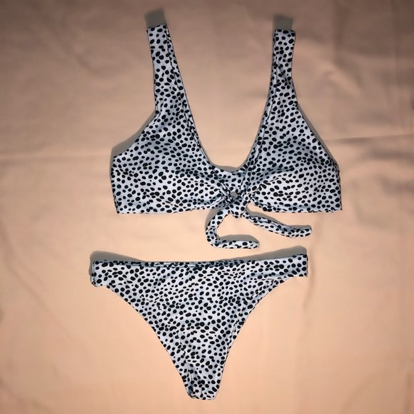 SHEIN Other - SHEIN Dalmatian Print Front Tie Bikini Set